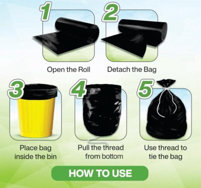 Garbage Bags (Lavender Fragrance) Size 19 X 21 Inches (Medium) 120 Bags (4 Rolls) Dustbin Bag/Trash Bag - Black Color, 120 count