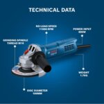 BOSCH Professional GWS 800 Angle Grinder | 800W Power | No-load Speed of 11000 RPM | 2 Cutting and 1 Grinding Wheel| M10 Grinding Spindle Thread | 100 mm Disc | 1 Year Warranty