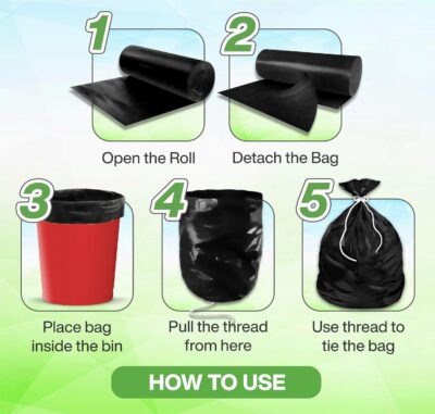 Garbage Bags Medium Size 19x21 Inches|90 Bags (Pack of 3 Rolls with 30 Bags Each) for Dustbin Bag/Trash Bag - Pouch Packing (Black)