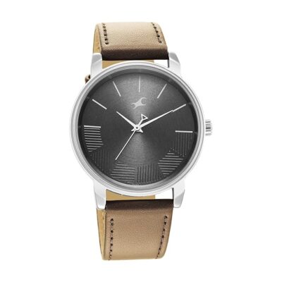 Fastrack Stunners Quartz Analog Grey Dial Brown Leather Strap Watch for Guys - NR3291SL01