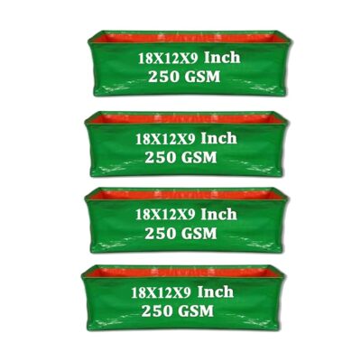 Agrifarm HDPE UV Treated Grow Bag,250 GSM,18 * 12 * 9 inch - Pack of 4, Suitable for Terrace and Vegetable Gardening