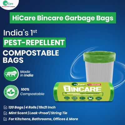 Compostable Garbage Bags with Pest Repellent | Mint Scented, Leak-Proof & Tear-Resistant | Medium Size | 60 Bags | Pack of 2 | Eco-Friendly Odor Control Trash Bags