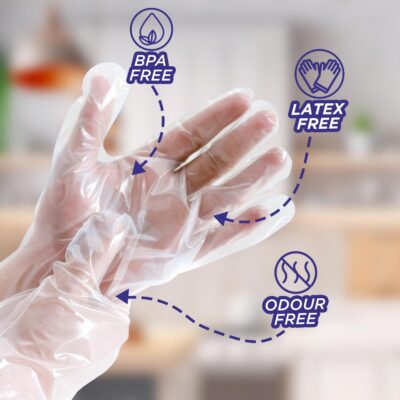 Biodegradable Disposable Hand Gloves Pack of 200 | Transparent & Disposable Gloves | Universal Size Gloves | For Gardening, Cleaning and Public Areas