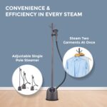 HAVELLS Fyber Standing Garment Steamer for clothes| 1600 Watt | 3 Steam Control | Adjustable Pole Height | Quick Steam Ready | 1.3L Detachable Tank | upto 35g/min | 2 Year Warranty | Purple