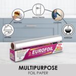 Silver Aluminum Foil Paper Roll for Food Packing 25m 11 Micron, Premium Food Wrap for Kitchen, Ideal for Wrapping, Packing, Storing and Serving (Pack of 1)