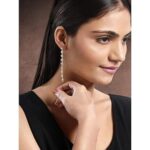 Gold Plated Cubic Zirconia Studded Drop Earrings Ethnic Fashion Jewellery for Women & Girls