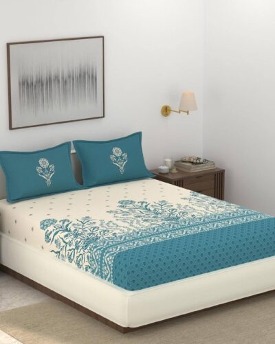 Portico New York Super King Size Flat Double Bedsheet with 2 Pillow Covers Shalimar 12