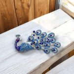 Sparkling Blue Crystals Peacock-Shaped Brooch/Saree Pin for Women (BP1101029R)