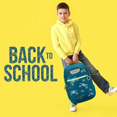 Safari Genius Roadster 27L Kids Printed Backpack, 3 Compartments, Hidden Pocket, File Holder, Bottle Holder, Front Pocket, School Bag for Boys and Girls, Bag for Kids