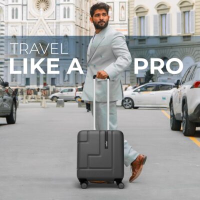 Safari Aviator 50 cm Cabin Overnighter Laptop Trolley Bag, Hard Case Polycarbonate, TSA Lock, 8 Wheels 360 Degree Wheeling Carry on Luggage, Suitcase for Travel, Trolley Bags for Travel, Gun Metal