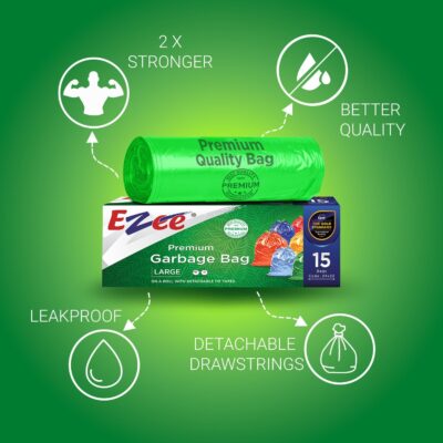 Garbage Bags for Dustbin/Trash Bag | 45 Pcs | Large 24 X 32 Inches | 15 Pcs x Pack of 3