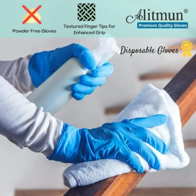 Disposable Powder Free Examination Hand gloves, (Pack of 100) True Blue Color, Large Size, All purpose/Everyday use/Medical Surgical Gloves (Medium)