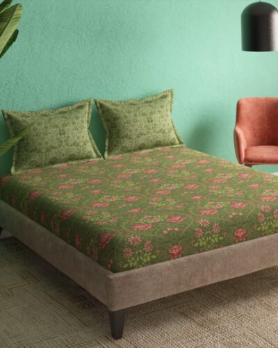 Portico New York Super King Size Flat Bedsheet with 2 Pillow Covers Cadance 1