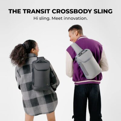 MOKOBARA The Transit Crossbody Sling Vegan Leather & Nylon 3 Compartment Chest Bag Casual Shoulder Daypack (Black 2.0)