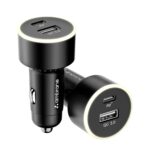 Car Charger 85W , Mobile & Laptop Charging (MacBook & Type C Laptops), Glowing Light, Dual Port Fast Charging, 65W Type C PD, 20W USB for iPhone, Android, iPad & Other Devices (Black, C85R)