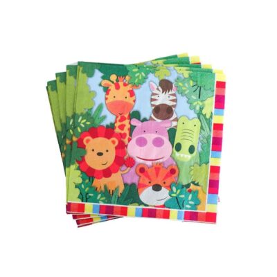 Jungle Animals Safari Theme Paper Napkins Tissues for Jungle Animal Theme Party/Birthday Decorations for Boys-16 Pieces