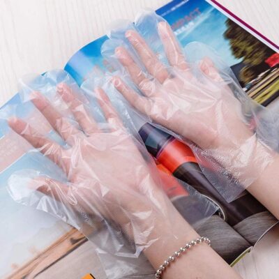 500Pcs Disposable Plastic Gloves, Latex Free Powder Free Clear Polyethylene Hand Gloves Non-Sterile For Cleaning- Cooking, Hair Coloring, Dishwashing, Food Handling, Large, Pack of 1