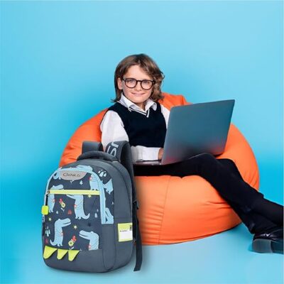 Safari Genius Dino 23L Kids Printed Backpack, 2 Compartments, Bottle Holder, Front Pocket, School Bag for Boys and Girls, Bag for Kids, Hidden Pocket