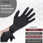 Black Nitrile Gloves, Disposable Powder Free Examination Hand gloves, Multi Purpose with Superior Durability, Surgical & General Gloves (Medium, Pack of 100 (Black))