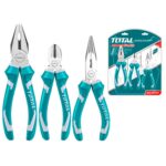 MR LIGHT TOTAL Iron Pliers Set, Combination, Long Nose, Diagonal Cutting (Large, Silver) 3 Pieces