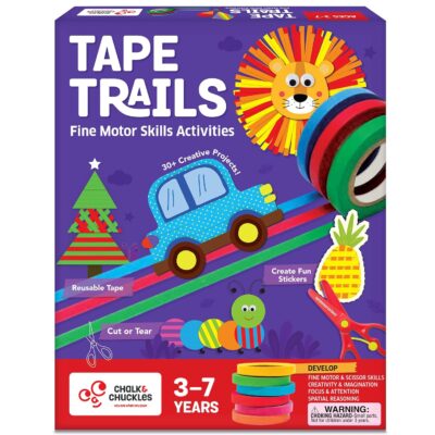 Tape Trails Art and Craft Kit for Kids – 30+ Mess-Free Tape and Sticker Art Projects, Fine Motor and Scissor Skills Activity Book, Birthday Gifts for Boys and Girls Ages 3 to 7 Years