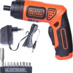 BLACK+DECKER KC3610 3.6V 200RPM Cordless Screwdriver Set Ni-Cd (Nickel-Cadmium) with LED Worklight, 10-pieces Screw Bits Set & Adjustable Torque for Home & DIY Use, 1 Year Warranty, ORANGE & BLACK