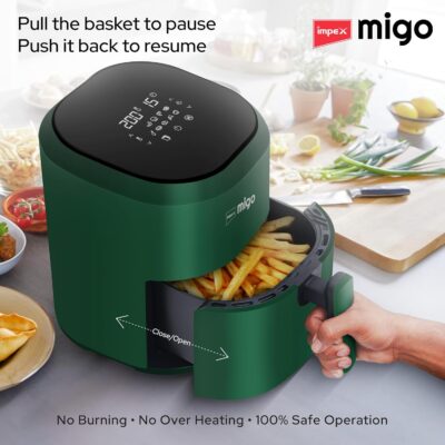 Impex Digital Air Fryer 10 in 1 | 1200 W Oil-free Cooking | 4.5 L Instant Electric Air Fryer for Home Auto Cut Off, Fry, Grill, Roast, Steam, and Bake | 2 Years Warranty