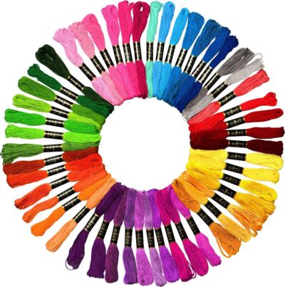 Cotton Rainbow Embroidery Floss Skeins for Friendship Bracelets, Cross Stitch, DIY Craft Work - Mixed Color Thread, 25 Pieces, 60gm, Multicolor (Color May Vary)