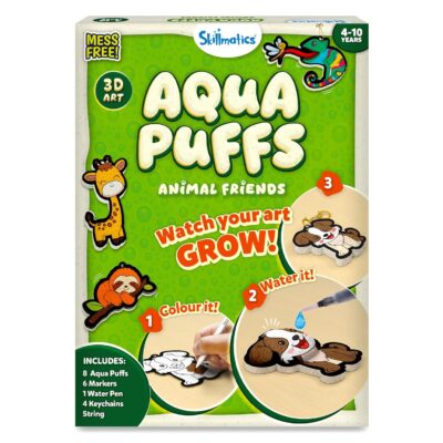 3D Art Kit - Aqua Puffs Animals, Mess-Free Painting Craft for Kids, DIY Colour & Inflate Activity, Travel Toys & Creative Gifts for Girls & Boys Ages 4, 5, 6, 7, 8, 9, 10
