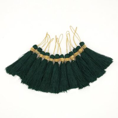 Tassel Garland, 11 Colours, Pack of 12, for Jewellery, Saree, Dress, Home Decor, Accessories, Crafting (Green)