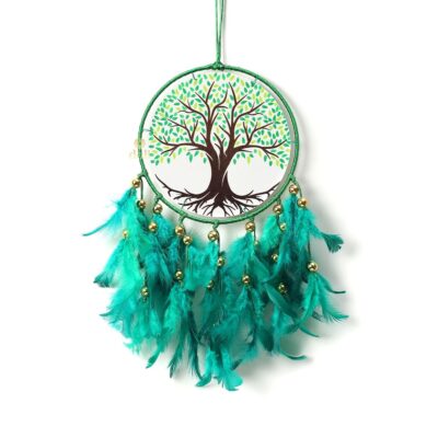 DULI Handmade Tree of Life Canvas Dreamcatcher – Wall Hanging for Home, Bedroom, Office, Balcony, Garden & Car Décor – 49 cm (Green)