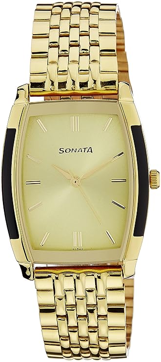 Sonata Analog Champagne Dial Men's Watch-NL7080YM02/NP7080YM02