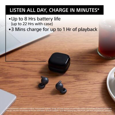 Sony LinkBuds Open WF-L910 Bluetooth Earbuds with an Open-Ring Design for Ambient Sound, Mic, TWS, Upto 22 Hrs Battery, Adaptive Sound Control- Black