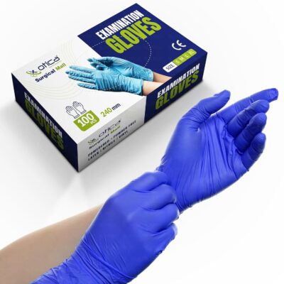 Nitrile Exam Hand Gloves|100 pcs Tear Resistance Stick Resistant Powder Free Gloves for Food Gloves for Dental Gloves for Hospital Blue Medical Examination Gloves Pack of 100(Medium)