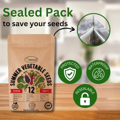 10 Packets Of Organic & Hybrid Summer Vegetable Seeds For Home Garden & Planting For Pots And Patio- Includes Free Growing Guide For Kitchen Gardening (10 Summer Vegetables Seeds)