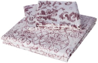 Spaces 100% Cotton Double Bedsheet (228 Cm X 274 Cm / 43 Cm X 68 Cm) | 144 Tc Percale Ornate Bedsheet & Pillow Covers Set (Dark Brown)- Evoke