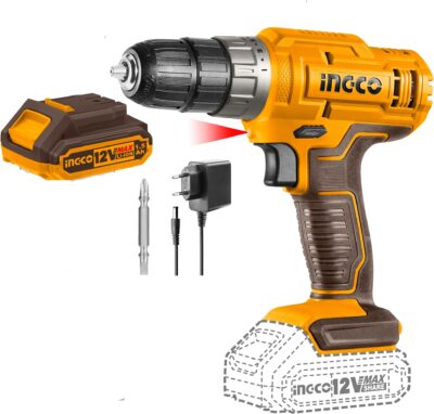 INGCO 12V Lithium-Ion Cordless Drill, CDLI1218, Yellow
