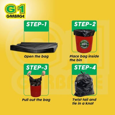 Garbage Dust Bin Bags, 19x21 inches, 30 Pieces, Black, for Home and Commercial Use, Set of 4