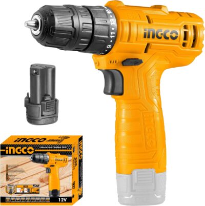 INGCO Cordless Drill, Electric Power Drill 12V Lithium-ion | 20NM | 0-750rpm | 0-3/8'' Chuck Capacity 15+1 Torque Setting LED Power Tool Kit With 1pcs 1.5Ah Battery for Home (1 Set)