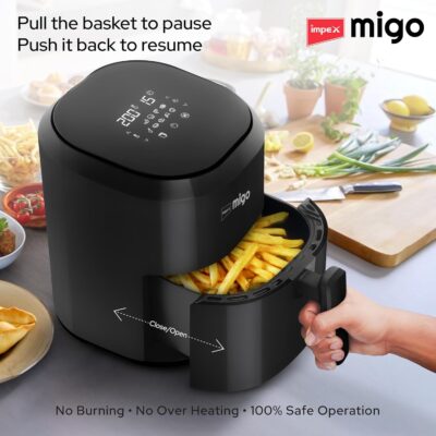 Impex Digital Air Fryer 10 in 1 | 1200 W Oil-free Cooking | 4.5 L Instant Electric Air Fryer for Home Auto Cut Off, Fry, Grill, Roast, Steam, and Bake | 2 Years Warranty