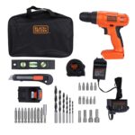 BLACK+DECKER BDCD120VA-IN 20V Li ion Cordless MAX Drill/Driver & Home Tool Kit, 10mm chuck size, 34 Piece set, Orange, 1 year warranty