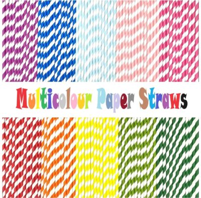 Multicolor Paper Straw for Parties, Smoothies, Beverages | 7.75 Inches Disposable Drinking Straws | Vibrant and Durable Straws for Kids and Adults | Ideal for All Type of Events | Pack of 200
