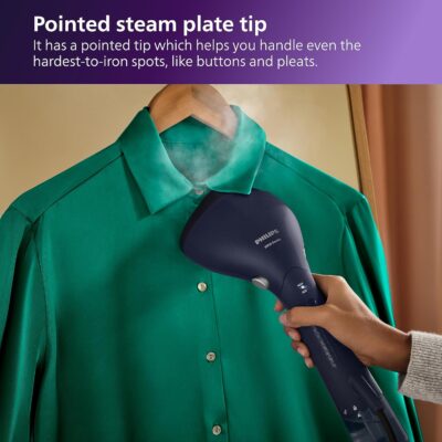 PHILIPS Handheld Garment Steamer for Clothes - No Burn Guarantee, Vertical and Horizontal Steaming with unique adjustable head, 1500 Watt Quick Heat Up, up to 28g/min steam (Deep Azur) STH7020/20