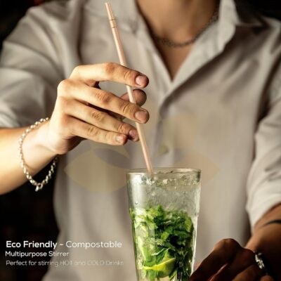 Hygiene (8 inch - 100 pcs) Wooden Disposable Beverage Stirrer Sticks, Drink, Cocktail, Coffee/Tea Bamboo Stirrer for Bar, Coffee Shops, Restaurants and Cafeterias