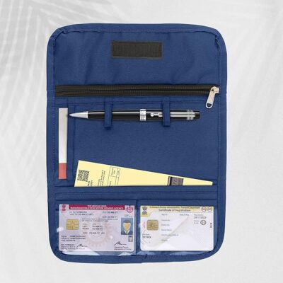 Car Document Holder Organizer | Vehicle Document Storage Wallet for Driving Licence, RC Book, PUC, Insurance for Cars, Two Wheeler, Auto and Truck (Blue + Grey Pack 2)