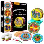 Madhubani Painting Kit Tea Coasters with Stand - Art and Craft kit for Girls 9-12, Coaster DIY Craft Kit, Painting kit for Kids 6-12, Gift for Children's (Multicolour Wood)