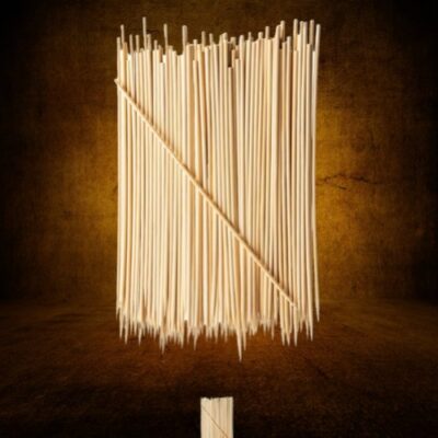 Pack of 1 Sticks Bamboo Skewers for Grill | Kabab/Burger/Barbecue Sticks/Potato Stick| Eco-Friendly (4 * 400 MM 16 Inch) (4MM)