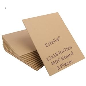 Estella Rectangle MDF Boards for Art & Craft | 12 x 18 Inch (3.5mm Thick) | Pack of 3 Sheets for Painting, Resin, Mandala, Lippan & DIY Decoration