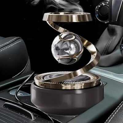 Solar Car Air Freshener | Rotating Dashboard Perfume Diffuser | Solar-Powered Auto Air Purifier | Refillable Aromatherapy Fragrance for Car Interior | Stylish