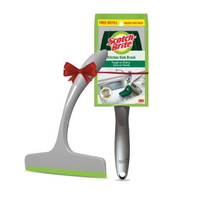Scotch-Brite Plastic Combo | Kitchen Sink Brush with Refill + Kitchen Wiper | Black | Ergonomic & Refillable